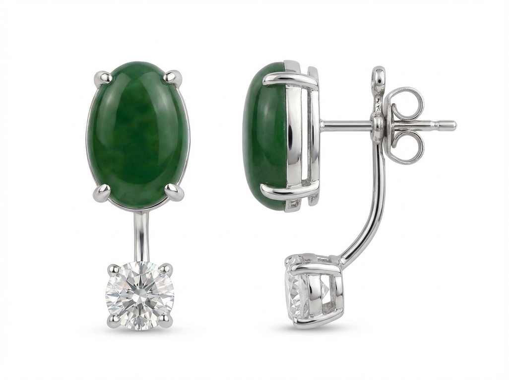 Jade Drop Earring in white gold